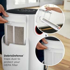 Shark HP302 Debris Defense washable pre-filter — captures pet hair, dust, and lint to protect the 5-year HEPA filter