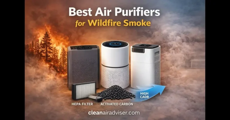 best air purifiers for wildfire smoke showing HEPA filter activated carbon pellets and high CADR units